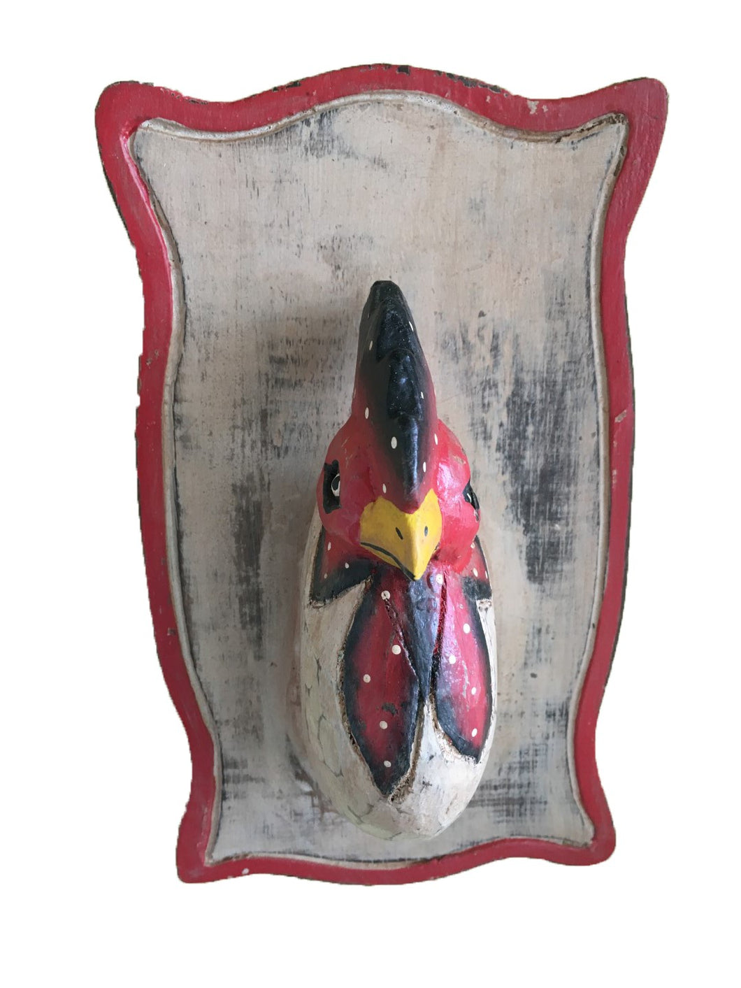 rooster head - red/brown - plaque - 15x25