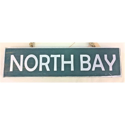 road sign - north bay - green w/ white - 30x8