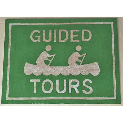 sign - canoe - 'guided tours' - 40x30cm - distressed
