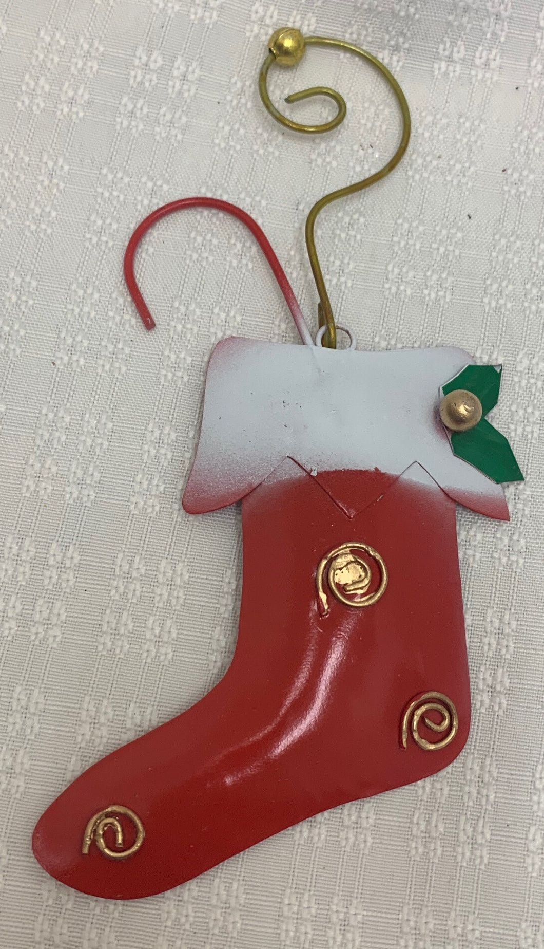 ornament - stocking red- iron