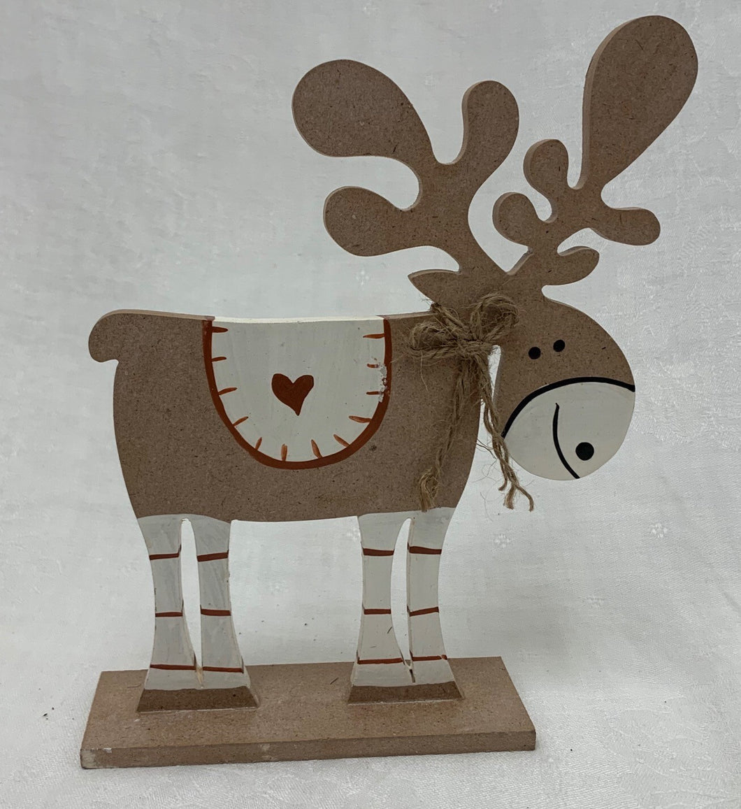 reindeer - natual - striped legs/hearts - 19cm