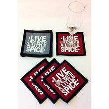 Load image into Gallery viewer, coaster - fabric - live life with a little spice - grey -13cm- SINGLE
