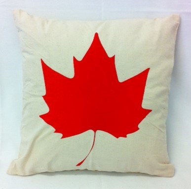cushion - maple leaf - red leaf /white cover - 40cm
