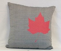 cushion - grey / red maple leaf - 40cm - COMPLETE