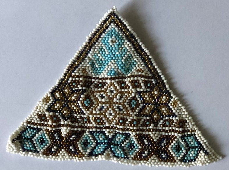 beaded triangle - small - brown/white/turquoise