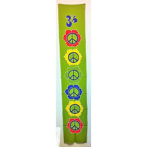banner - peace - green - handpainted batik - 36x180