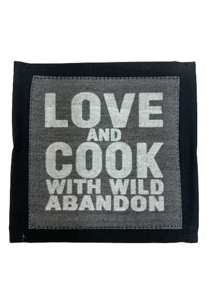 coaster - fabric - love/cook/wild abandon - grey -13cm- SINGLE