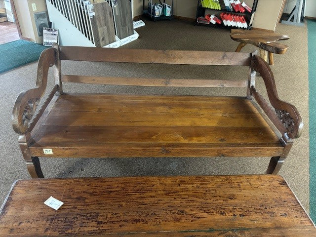 bench - sofa bed - carved rounded arms slanted back  - antique - teakwood