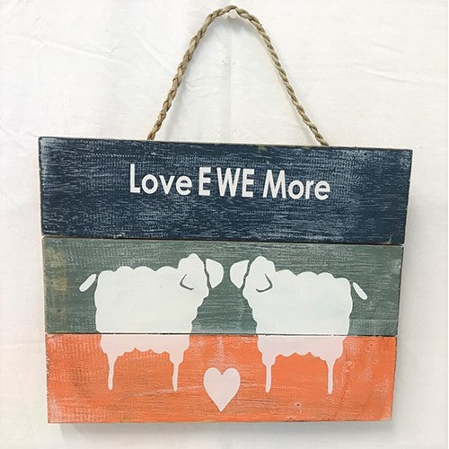 sign - love ewe more - orange/blue - 24x30cm
