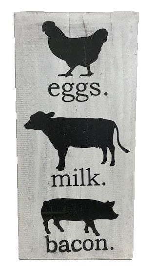sign - eggs/milk/bacon - 20x40