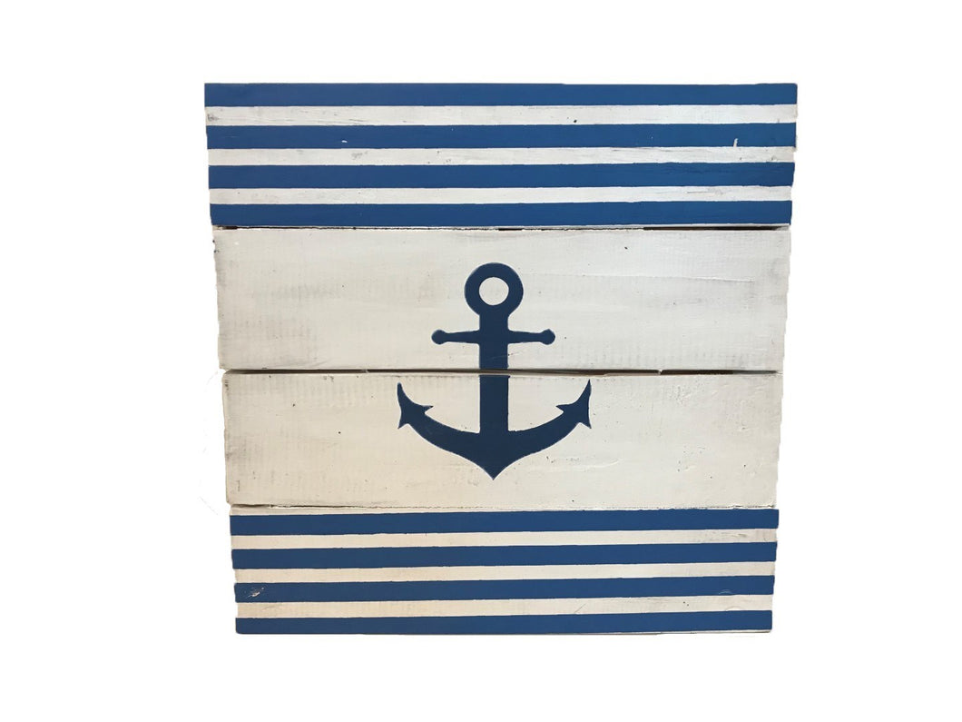 sign - anchor - blue strips - 30x30cm