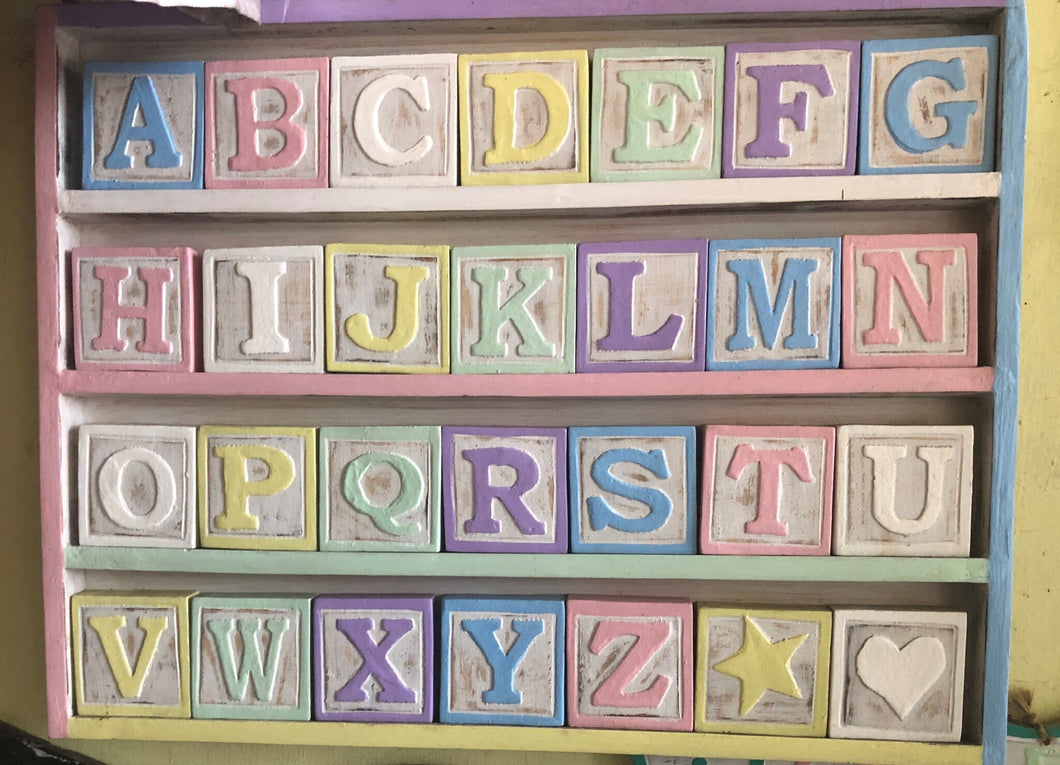 alphabet A-Z - pastel - wall hanging - blocks