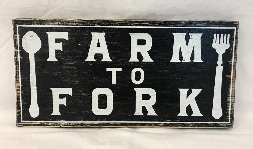 sign - farm to fork - 15x30cm