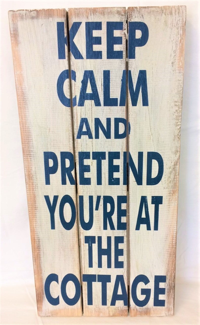sign - keep calm & pretend - CAMP - blue/white - 22x45
