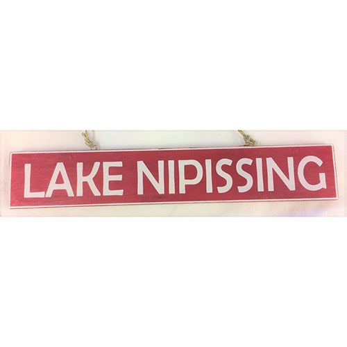 road sign - lake nipissing - red w/ white - 49x7