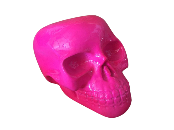 skull - sm - hot pink - 7cmHx13cmLx8cmW - resin