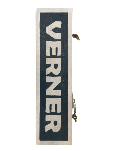road sign - verner - dark blue w/ white - 30x8
