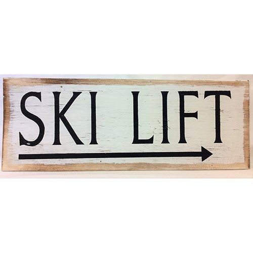 sign - ski lift -  white distress - 40x15