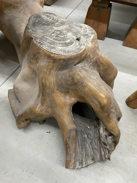 teakroot stool/sidetable - black top - natural - 44x50cm