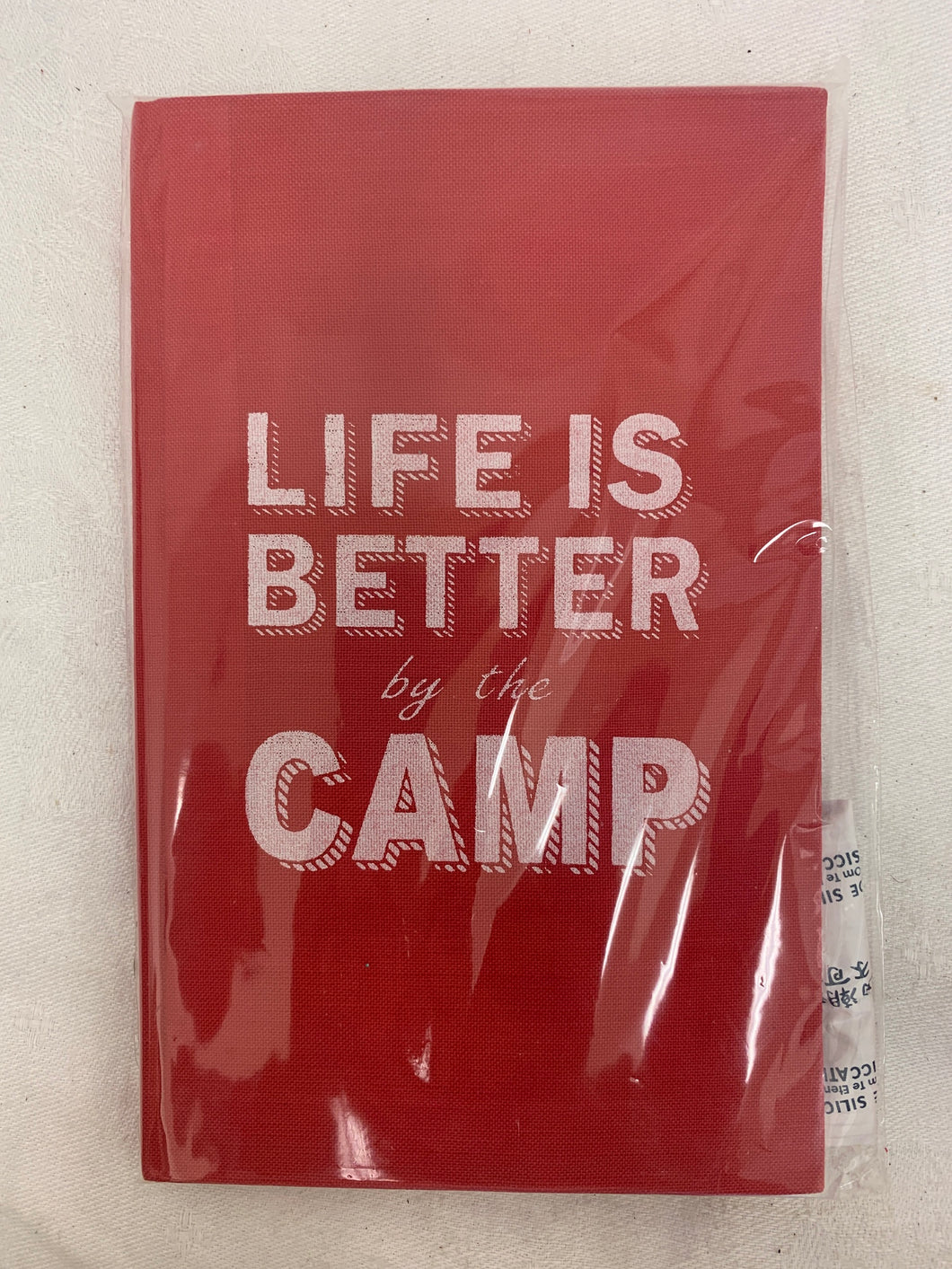 notebook - 'life is better at the camp' - red