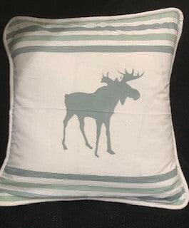 cushion - moose/grey strips - HANDPAINTED BATIK - with pillow