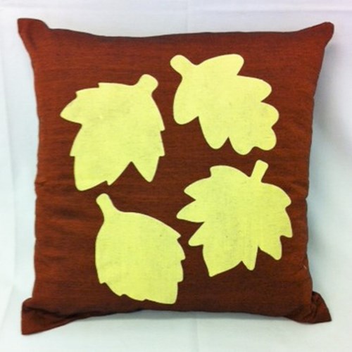 cushion - leaves - rust/cream - 40cm