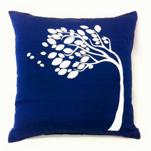 cushion - windy tree - blue/white tree - 40cm