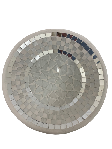 bowl - mosaic - medium - white - 30cm - glass bowl