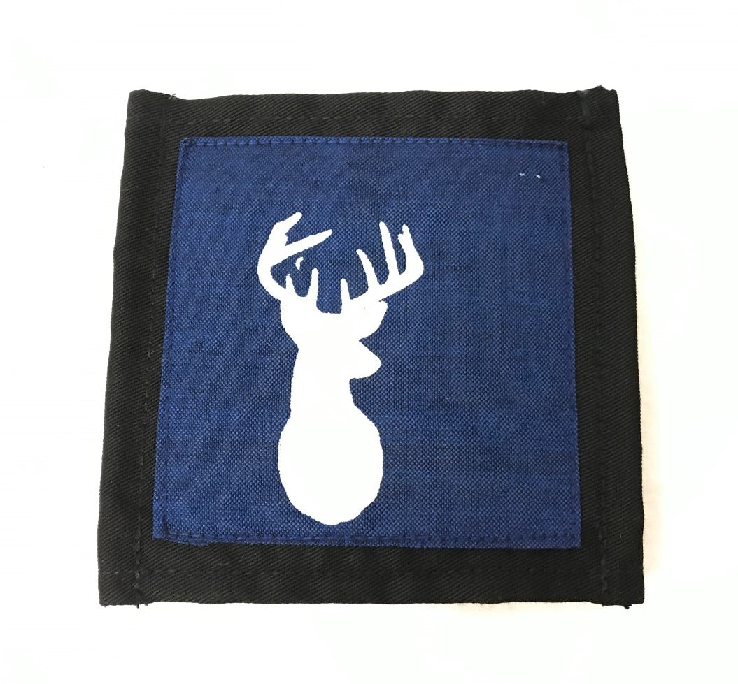 coaster - deer head - royal blue/white - 10cm