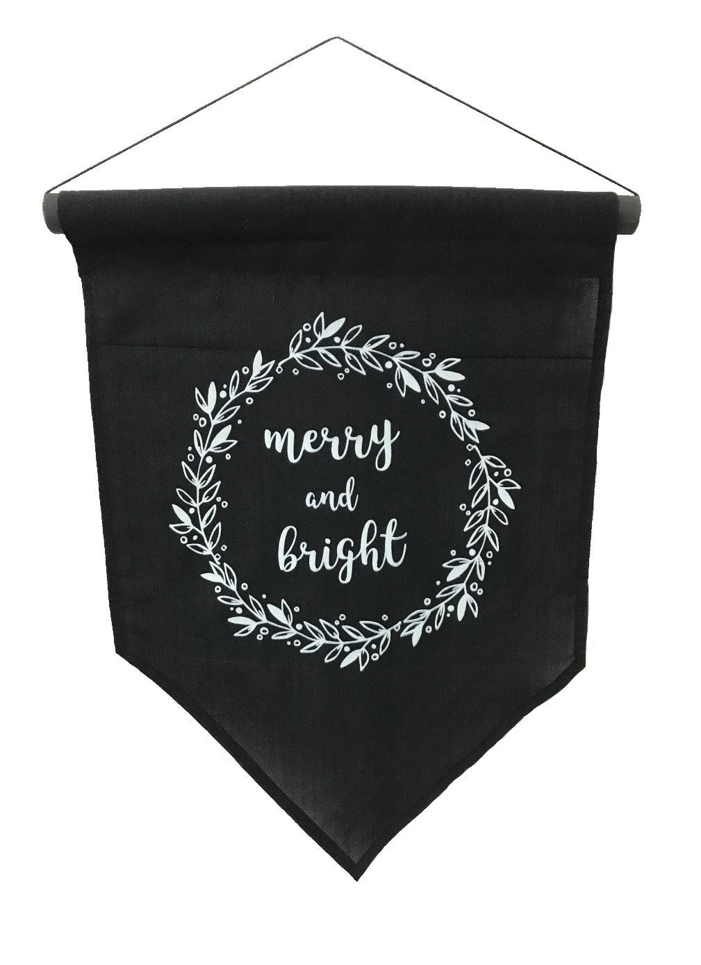 flag - merry & bright - black & white - 50x35cm