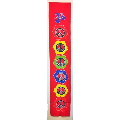 banner - peace - red - handpainted batik - 36x180