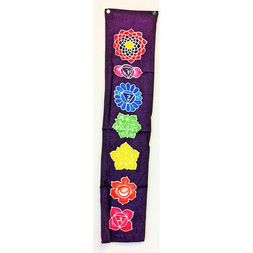 banner - chakra - purple - handpainted batik - small - 15x17