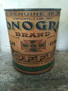 vintage style tin - monogram coffee - 13cm