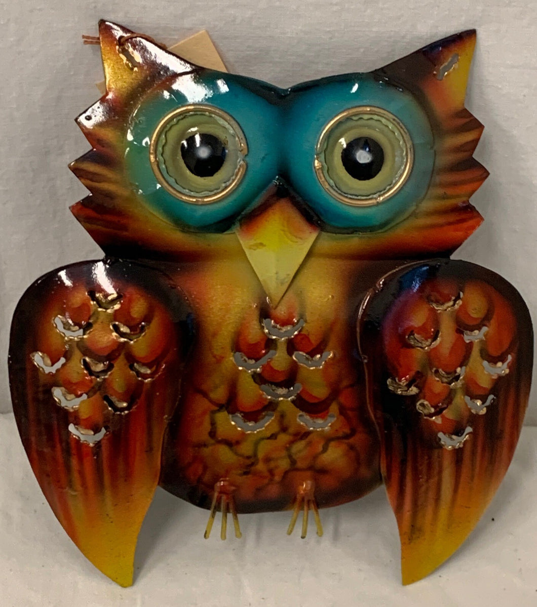 owl - small - iron - 12cm - blue/green