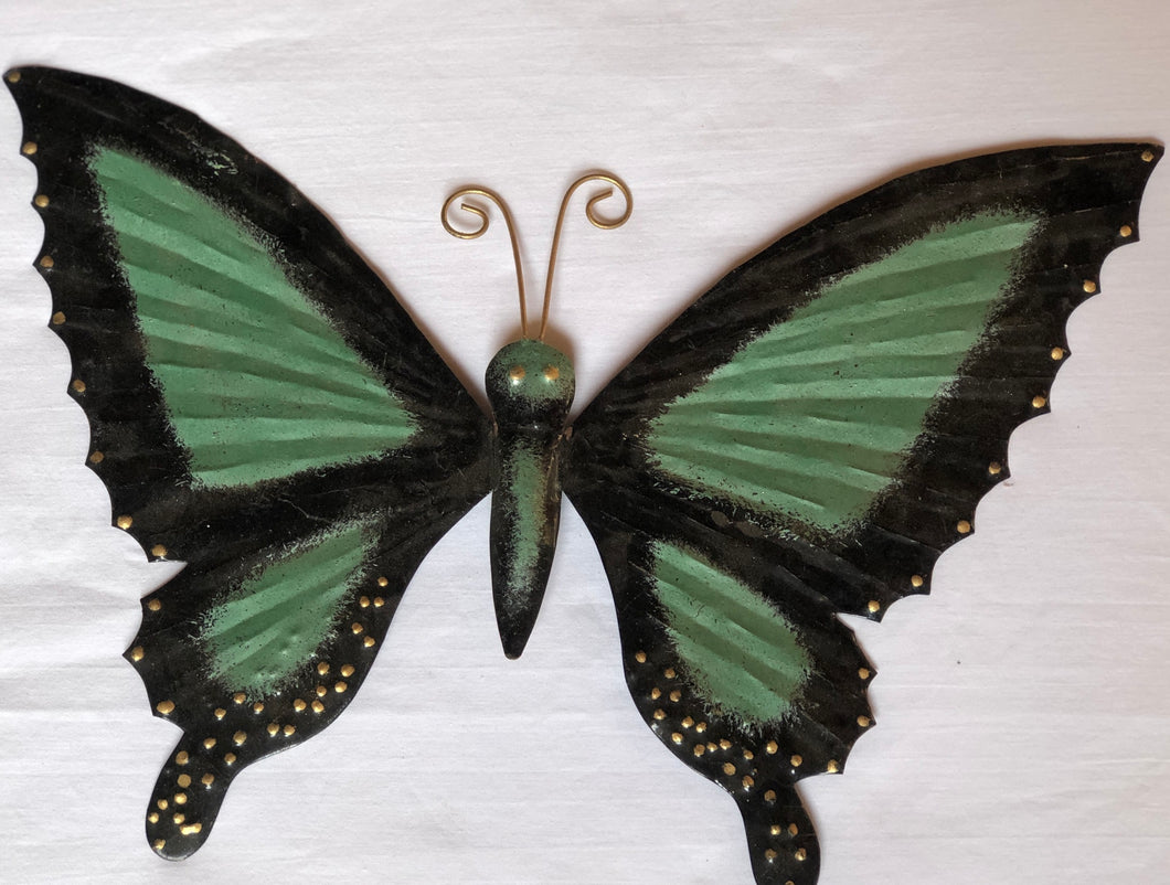 butterfly - green/black - iron - 34x20cm - for wall