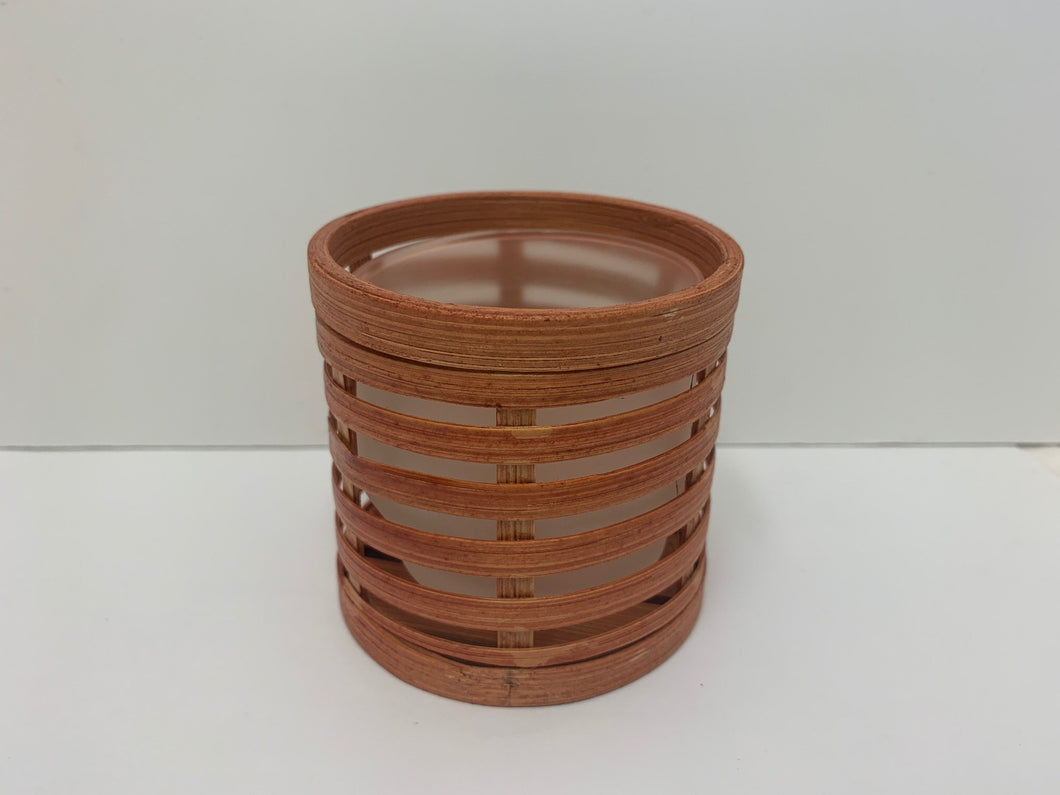 bamboo wrap /glass t-light holder - assorted colours
