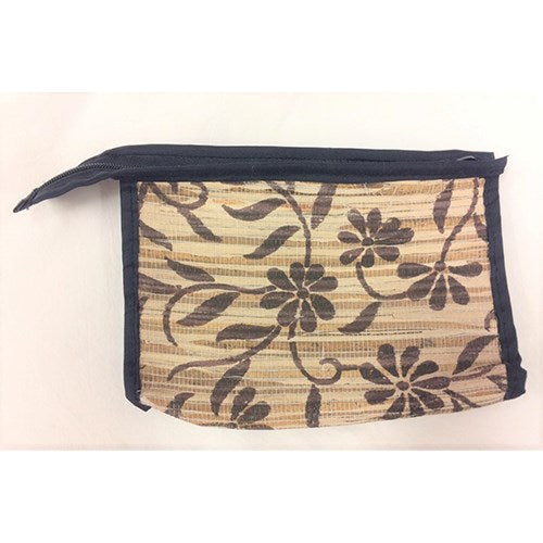 hand purse - banana skin - brown flower motif - small