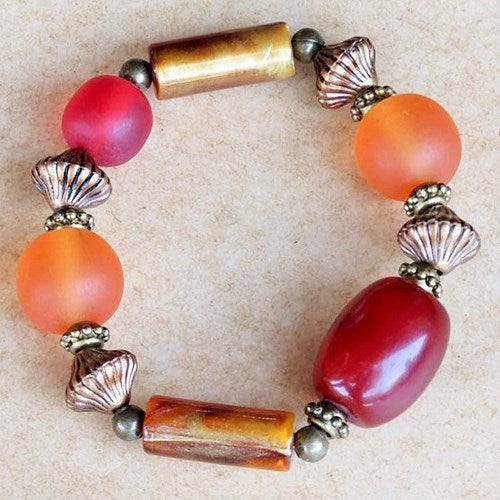 bracelet - red/orange/amber
