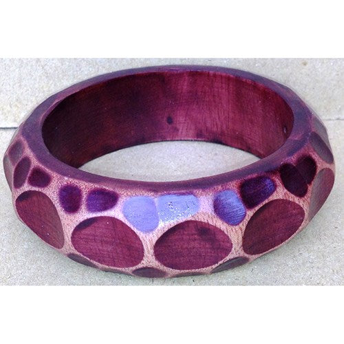 bangle - wood carved indent circles