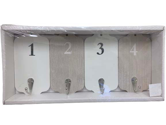 NACH17 -  white - 1234 in box - w/metal hooks - set of 4