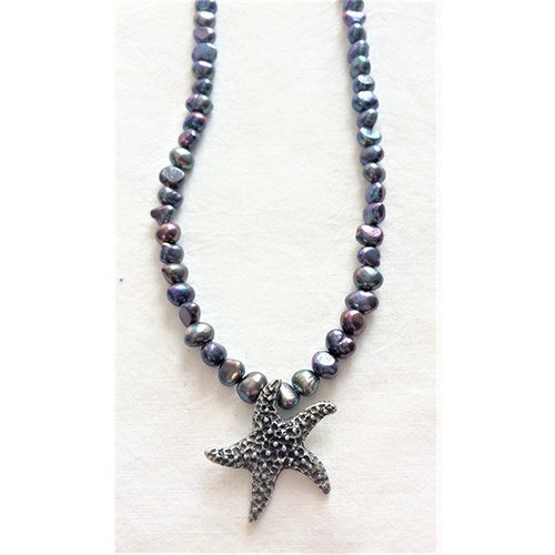 FF - sea star - grey pearl necklace