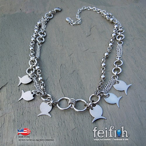 FF - stainless steel tubby fish necklace