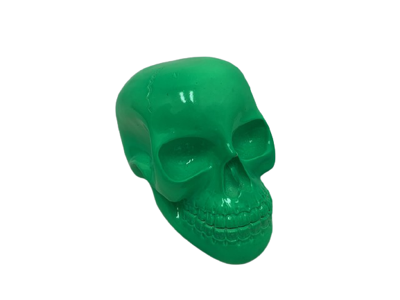 skull - lg - lime green - 12cmHx18cmLx11cmW - resin