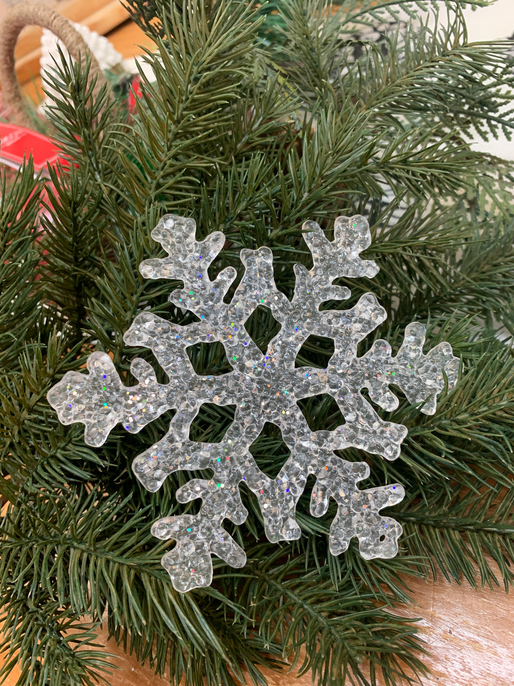 snowflake - iced - plastic - 4.5cm