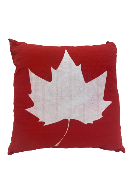 cushion - maple leaf - white leaf - red cover - 40cm