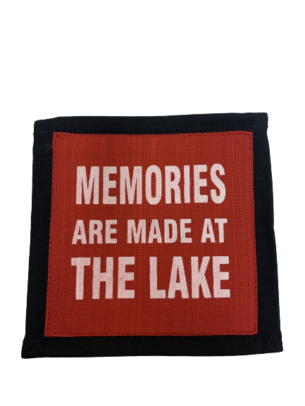 coaster - fabric - memories - lake - red -13cm