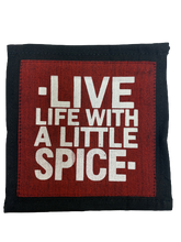 Load image into Gallery viewer, coaster - fabric - live life/little spice - burgundy -13cm- SINGLE
