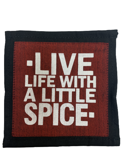 coaster - fabric - live life/little spice - burgundy -13cm- SINGLE