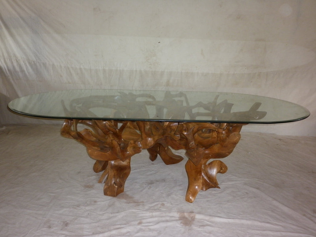dining table w/ glass - root  # 6564 206cm x 127cm x 80cm